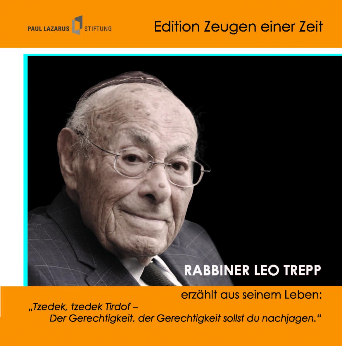 Leo Trepp Hörbuchcover. Auf dem Cover ist ein Porträtbild von Trepp.
